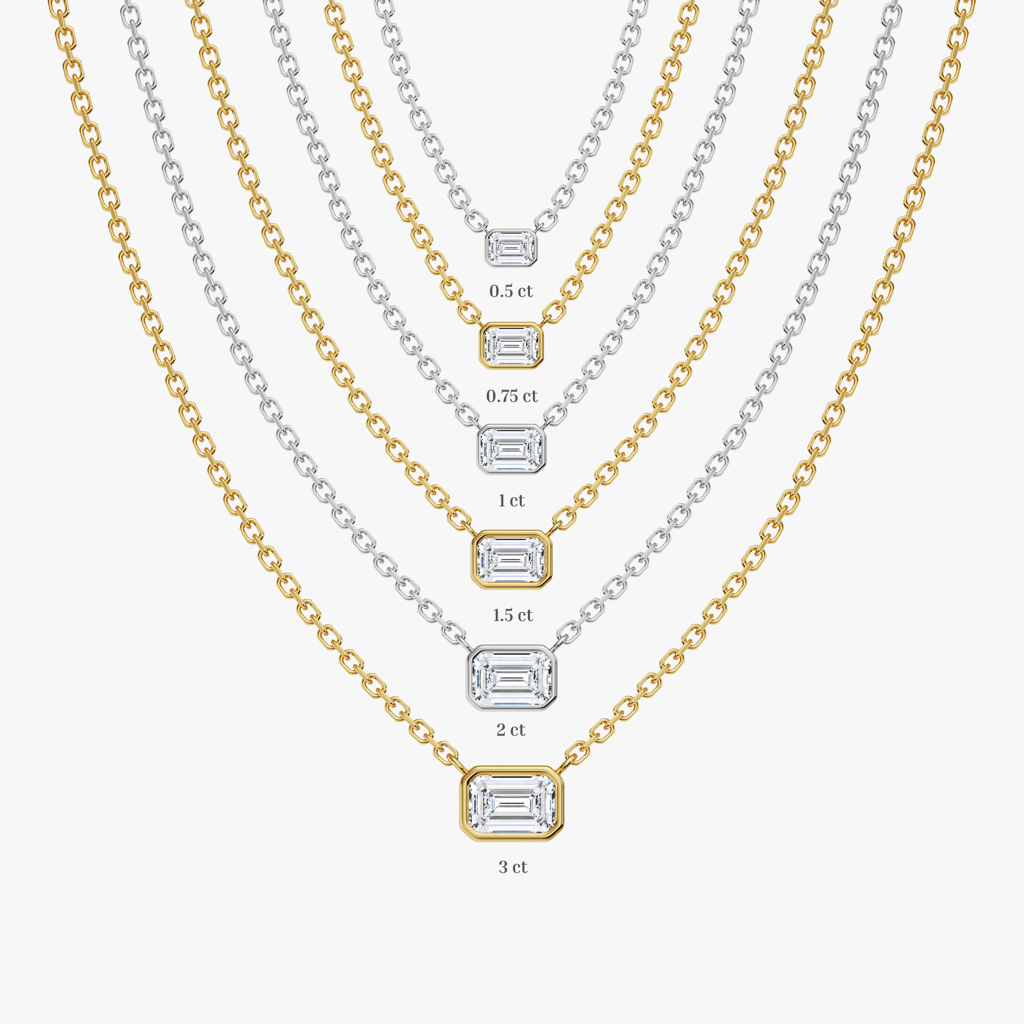 Mixed Shapes Bezel Set Diamond Necklace