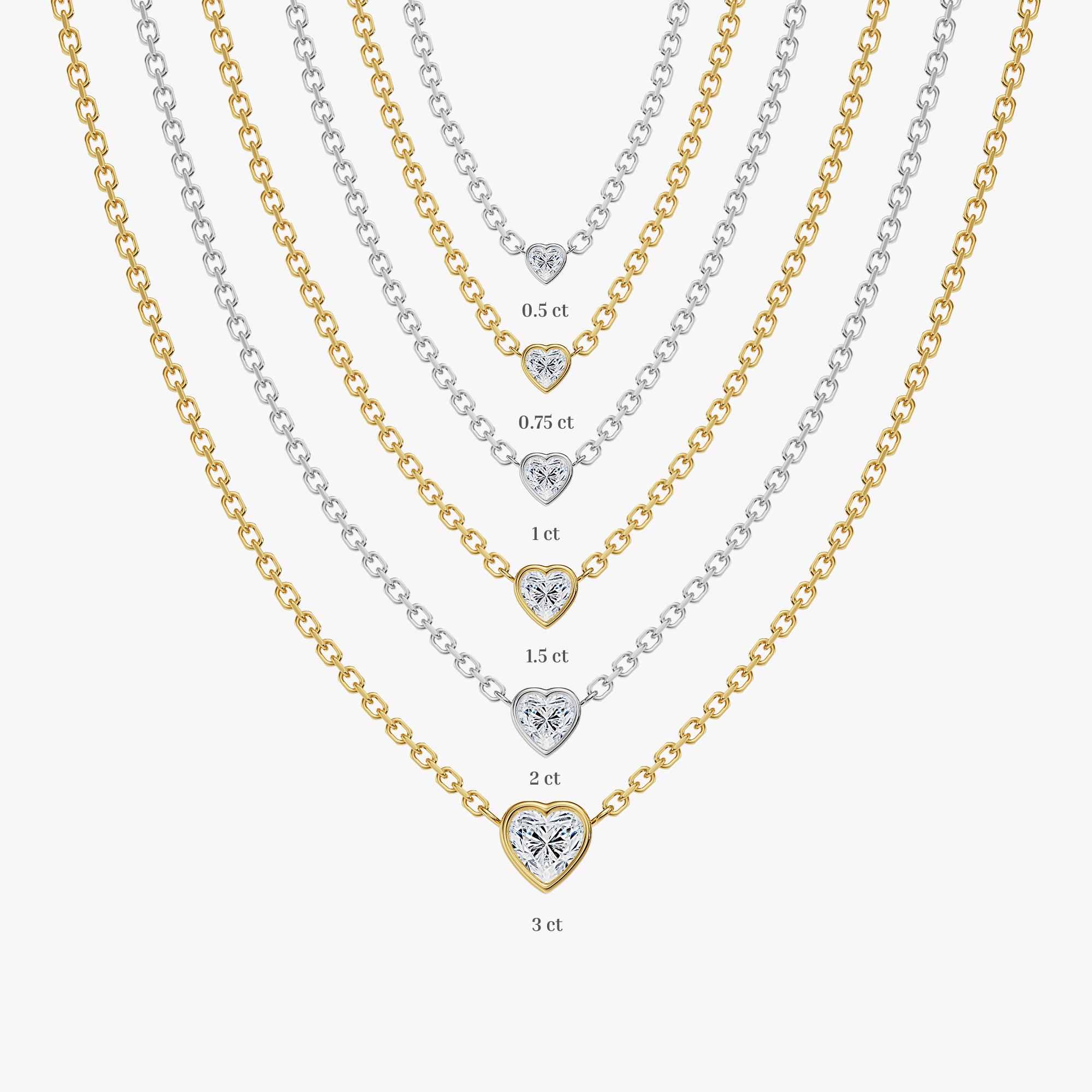 Mixed Shapes Bezel Set Diamond Necklace