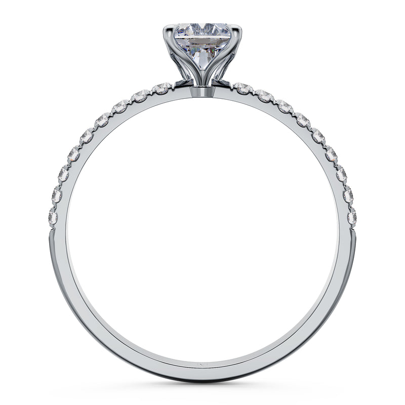 Estelle Emerald Solitaire Engagement Ring with Pavé Band