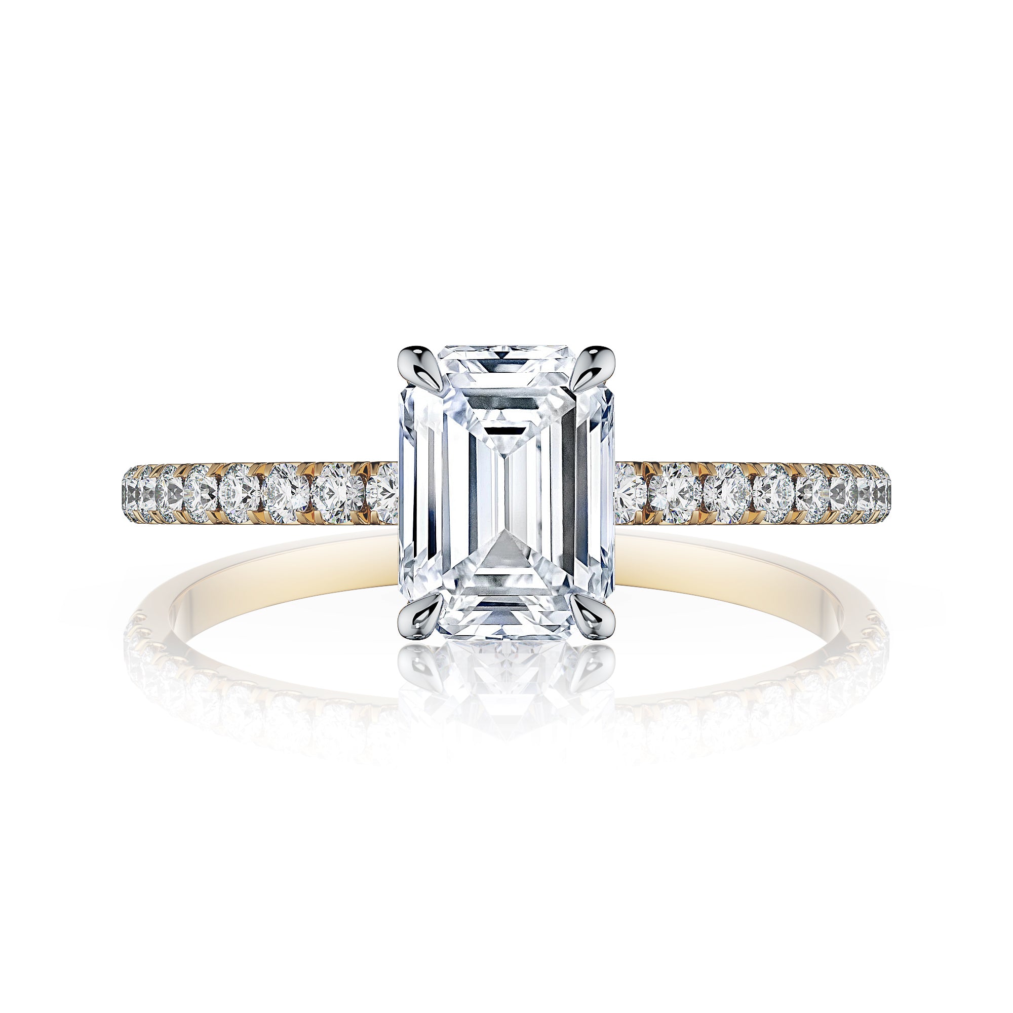 Estelle Emerald Solitaire Engagement Ring with Pavé Band