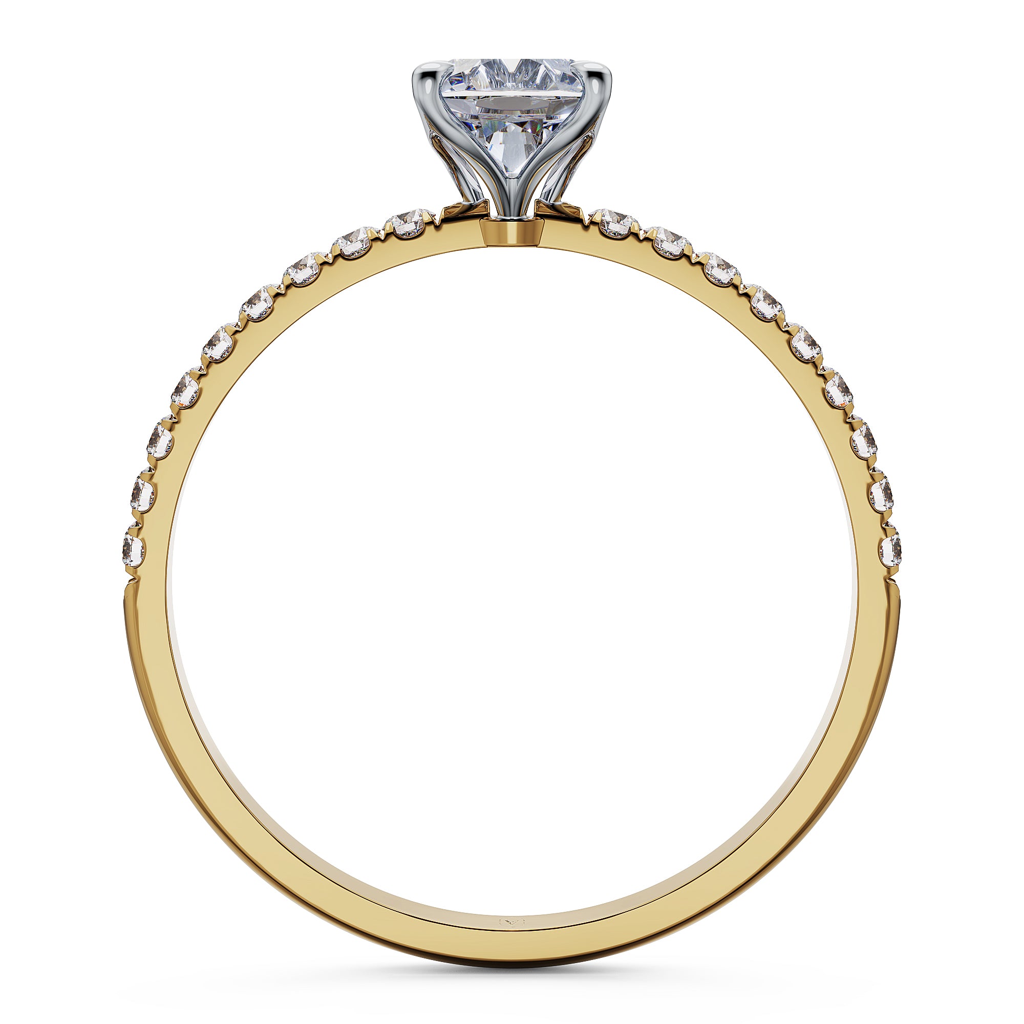 Estelle Emerald Solitaire Engagement Ring with Pavé Band