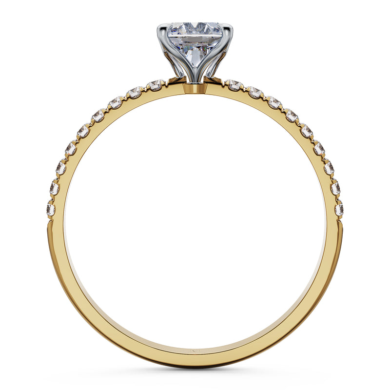 Estelle Emerald Solitaire Engagement Ring with Pavé Band
