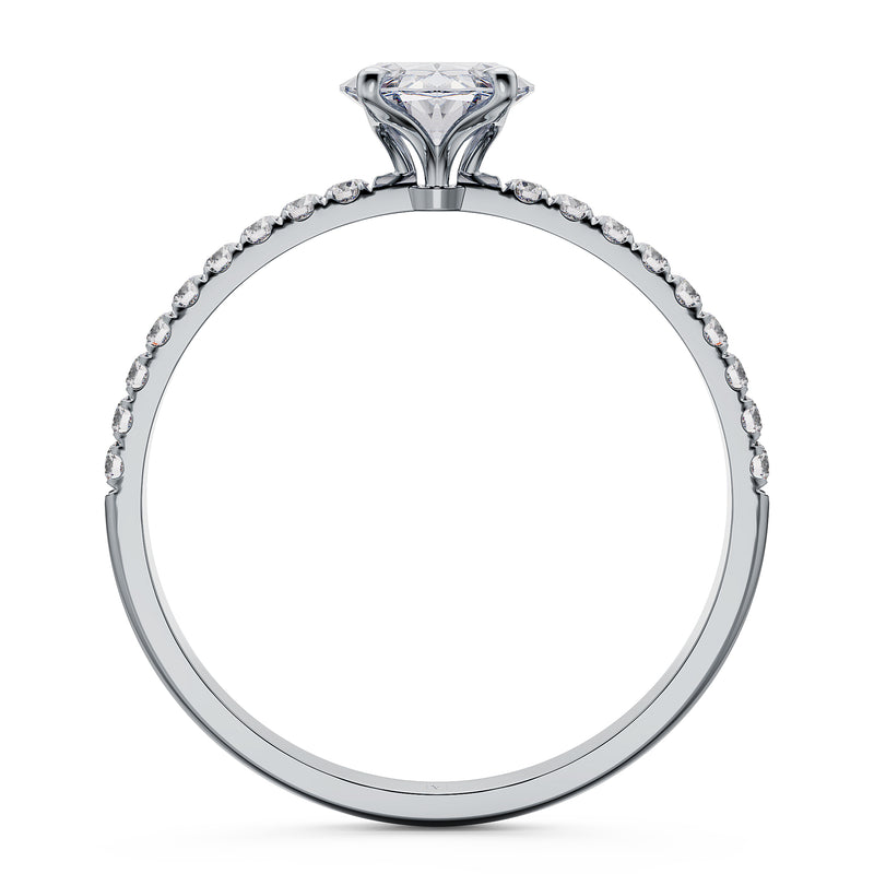 Estelle Oval Solitaire Engagement Ring with Pavé Band