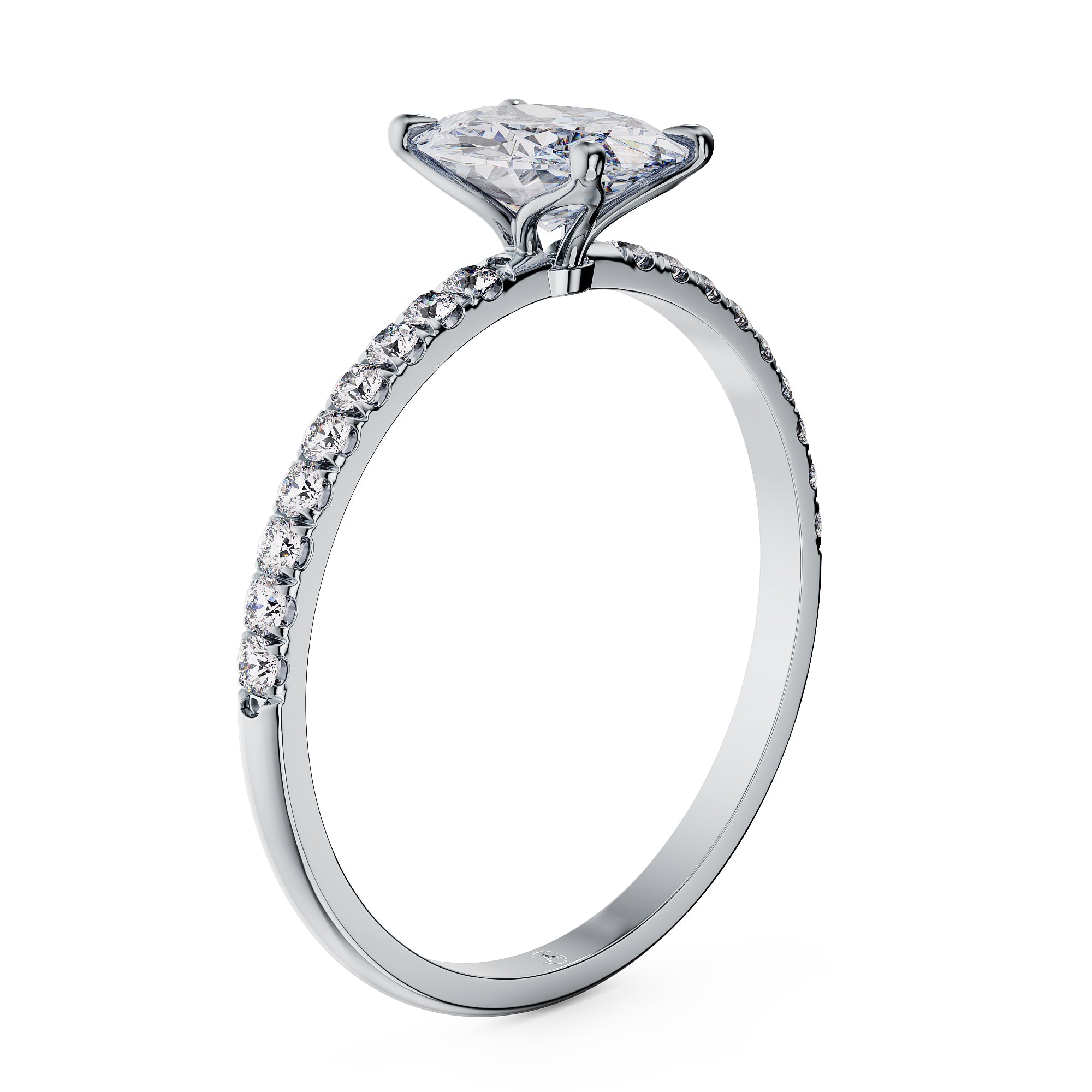 Estelle Oval Solitaire Engagement Ring with Pavé Band