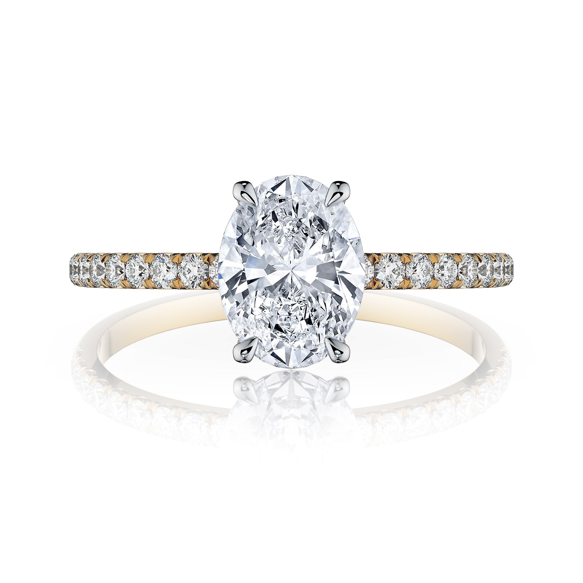 Estelle Oval Solitaire Engagement Ring with Pavé Band