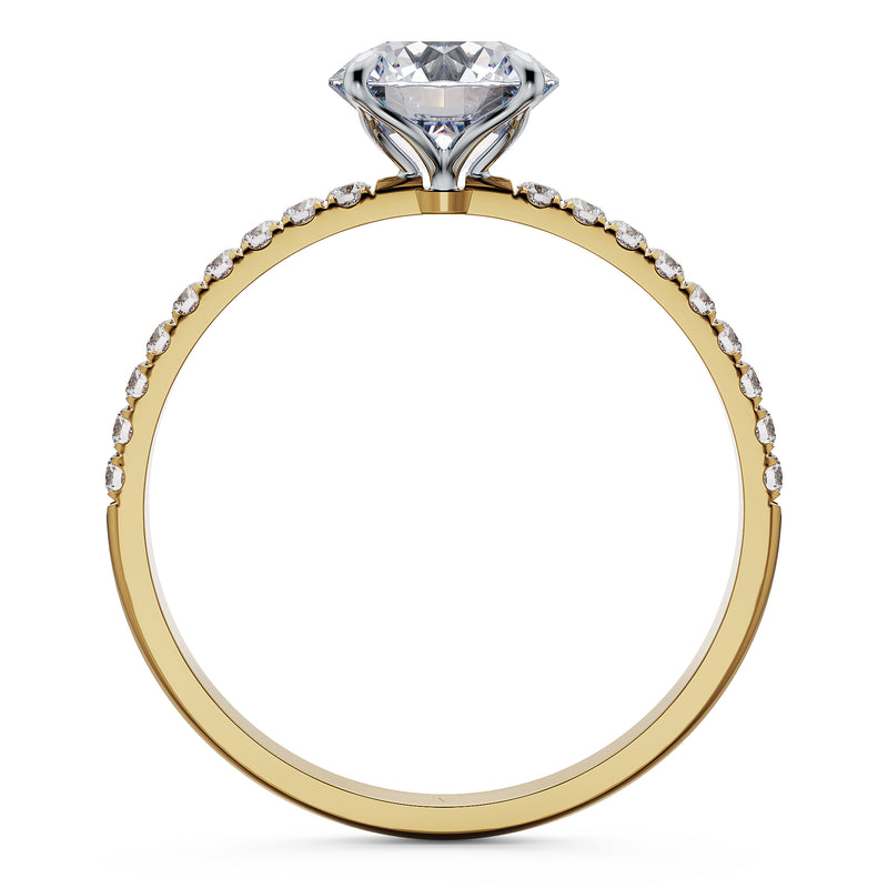 Estelle Round Brilliant Solitaire Engagement Ring with Pavé Band
