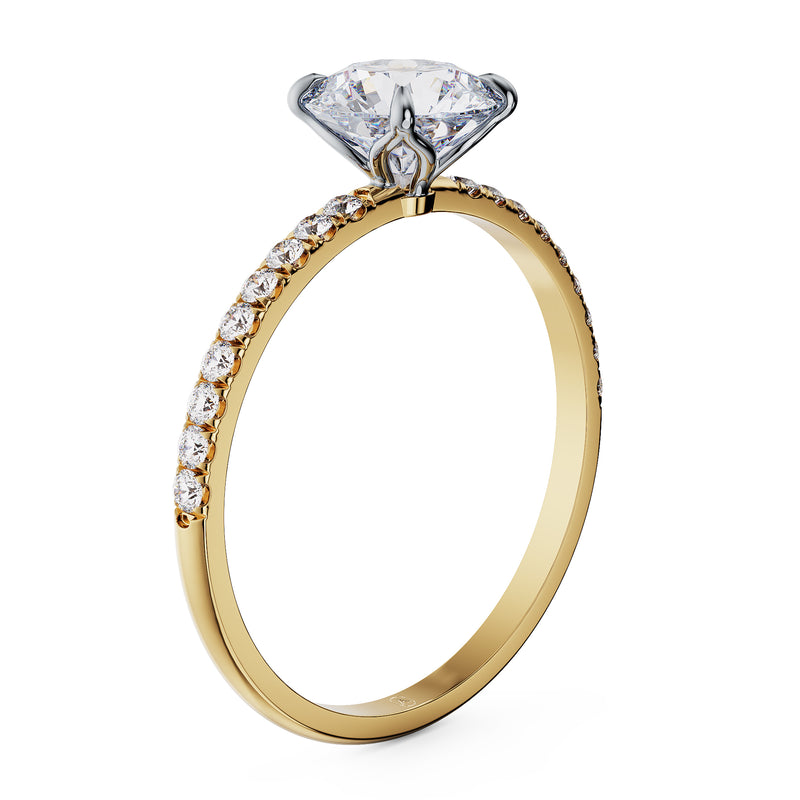 Estelle Round Brilliant Solitaire Engagement Ring with Pavé Band