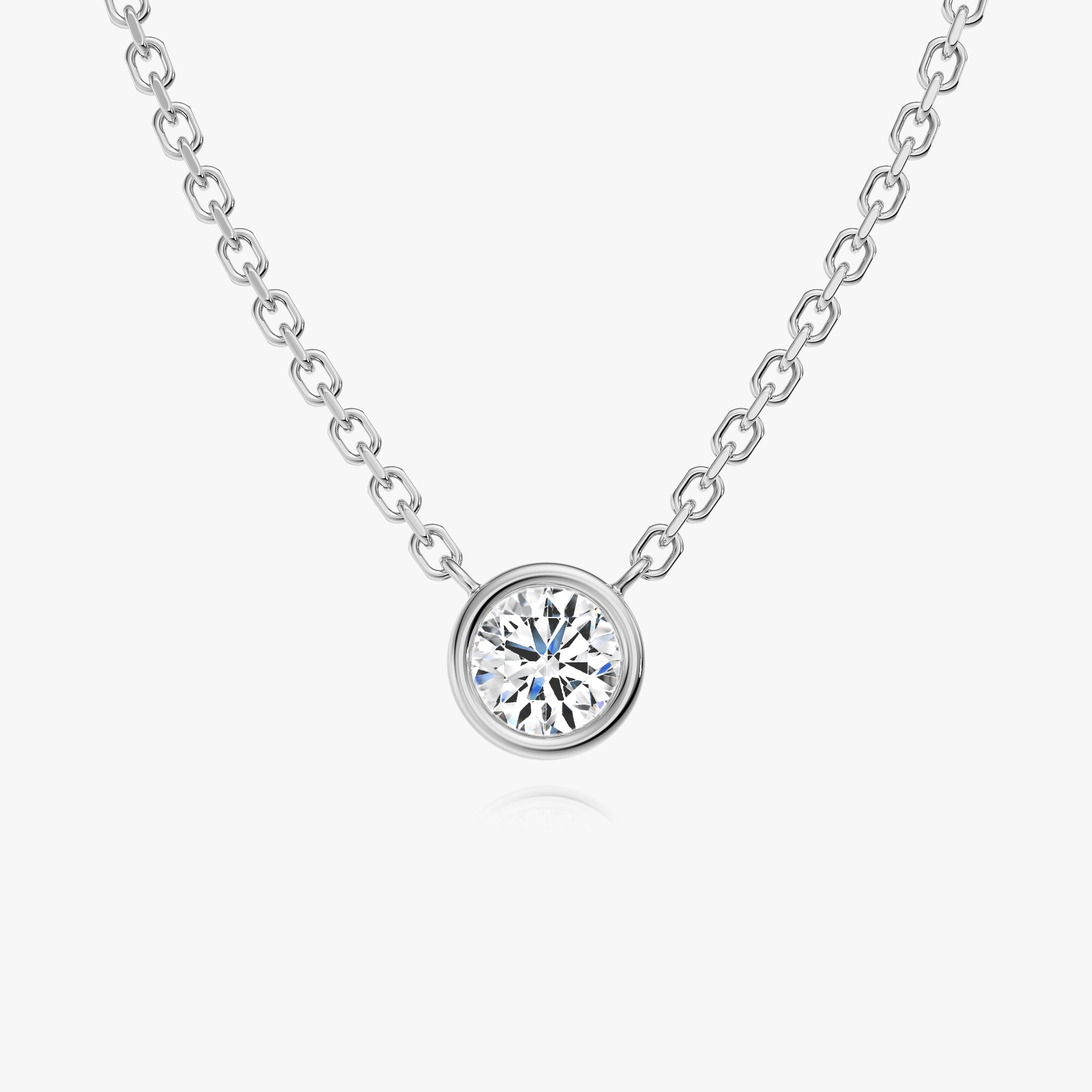 Round Brilliant Bezel Set Diamond Necklace