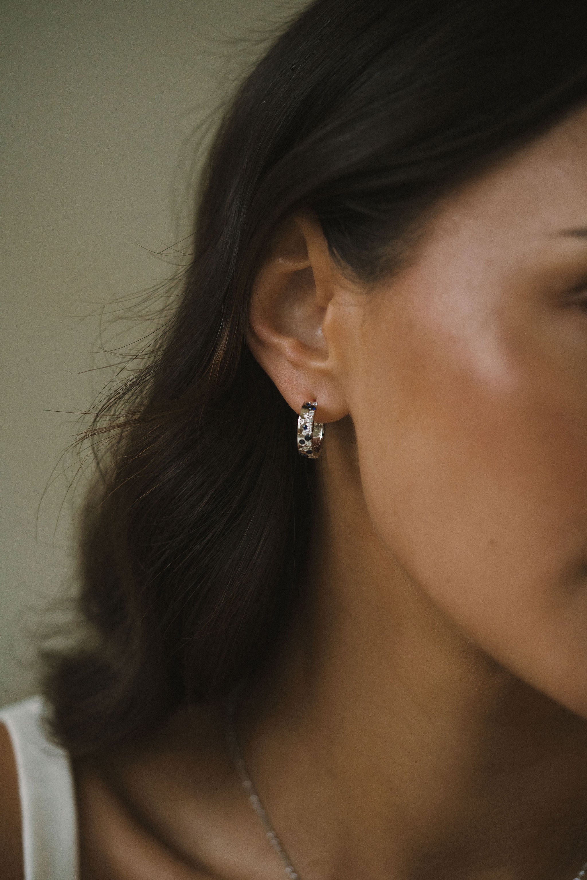 Wave Diamond and Sapphire Earrings