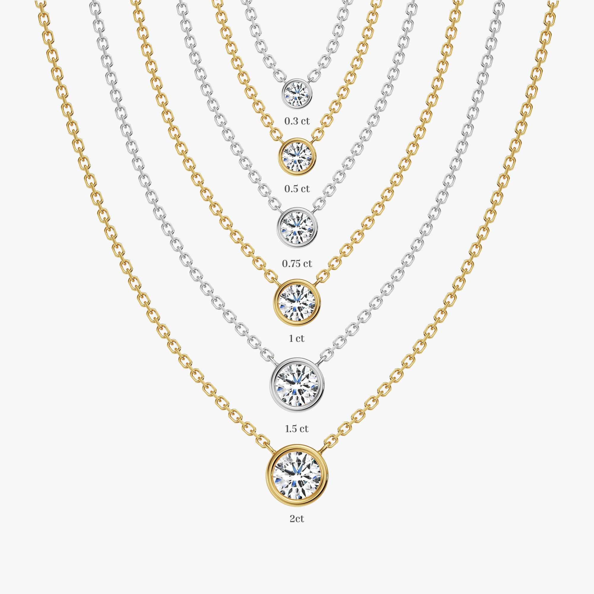 Round Brilliant Bezel Set Diamond Necklace