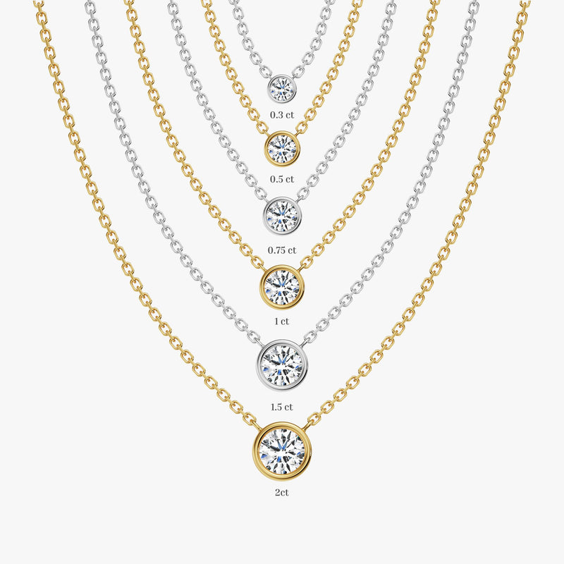 Round Brilliant Bezel Set Diamond Necklace