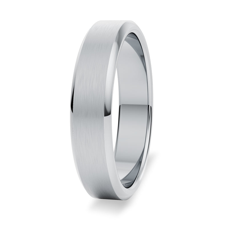 Mens wedding band hot sale beveled edge