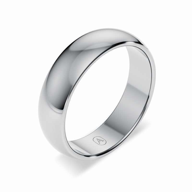 Classic Oval Men's Wedding Band - High Polish Finish