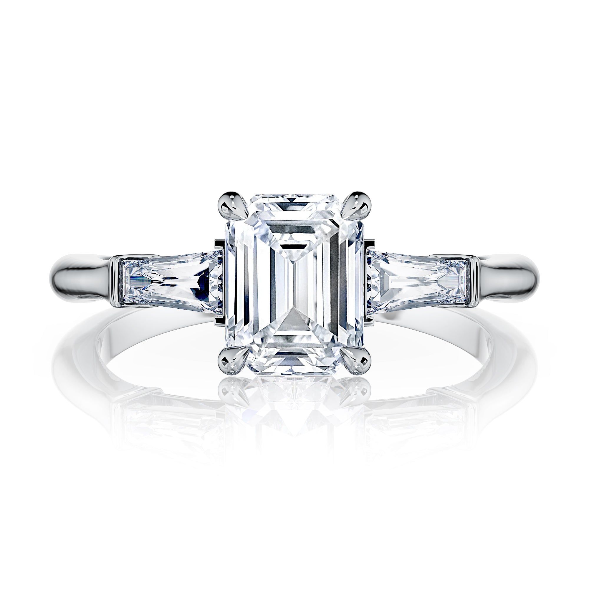 Riviera Emerald Three Stones Engagement Ring