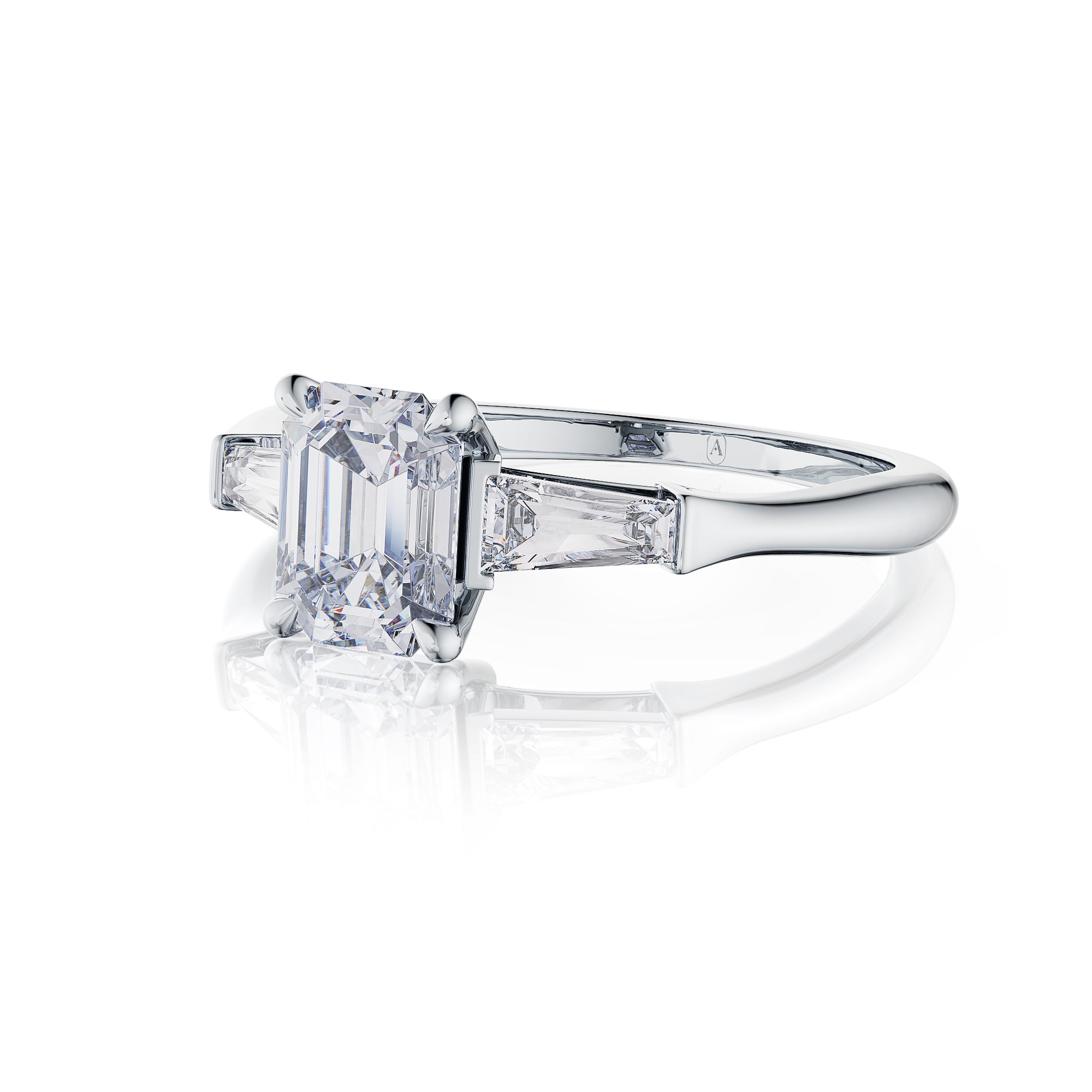 Riviera Emerald Three Stones Engagement Ring