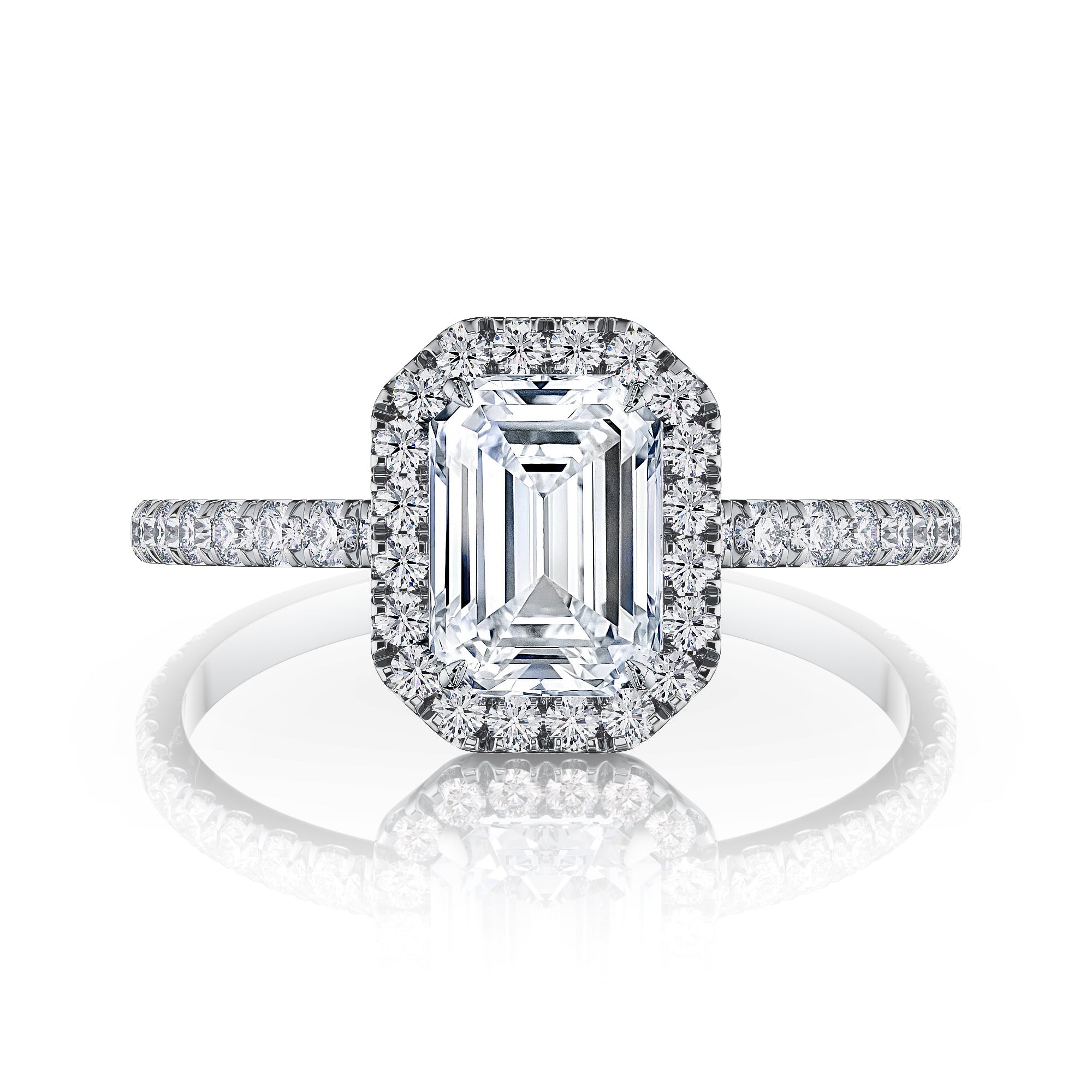 Thea Emerald Halo Engagement Ring