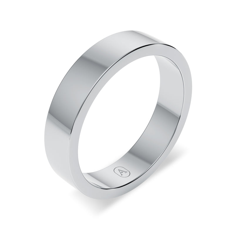 Modern Flat Men's Wedding Band - High Polish Finish