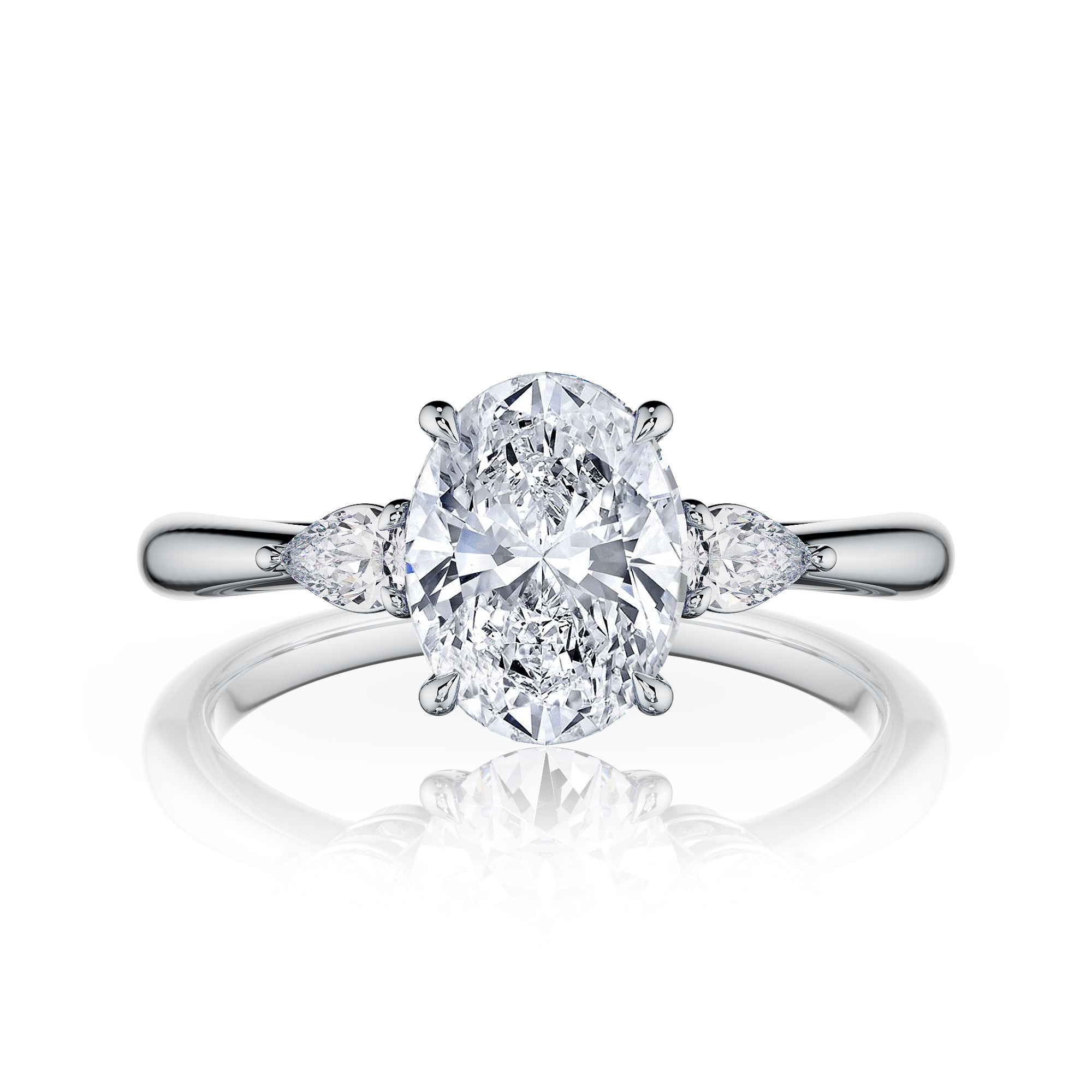 Mona Oval Three Stones Engagement Ring