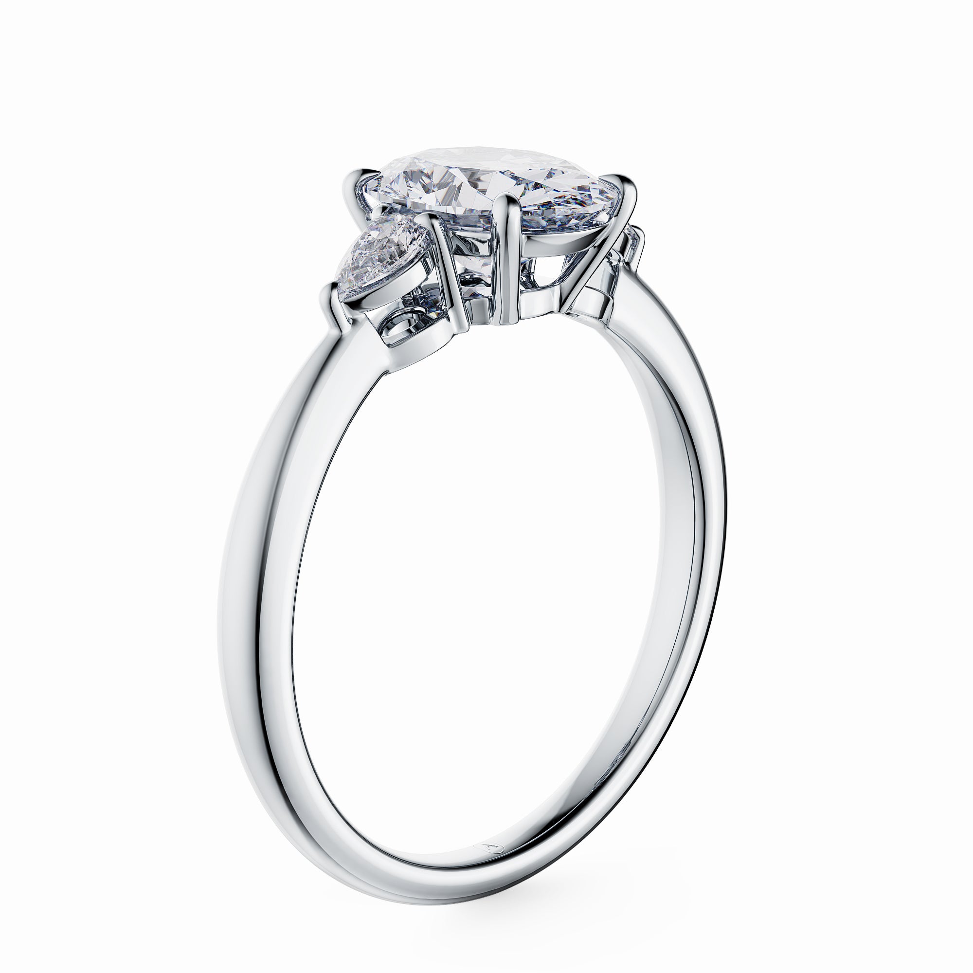 Mona Oval Three Stones Engagement Ring