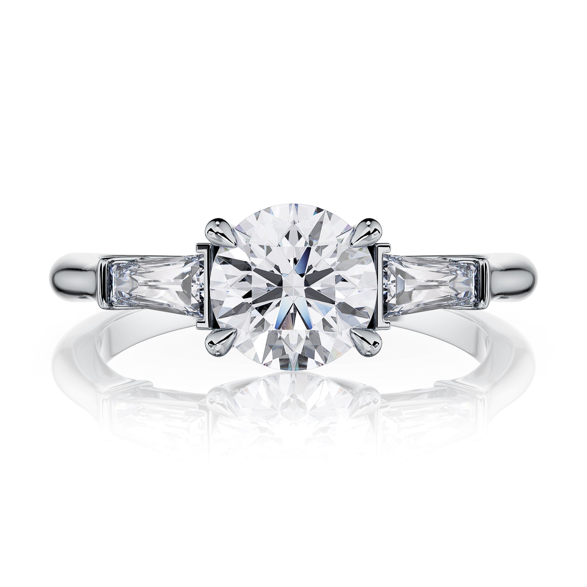 Riviera Round Brilliant Three Stones Engagement Ring
