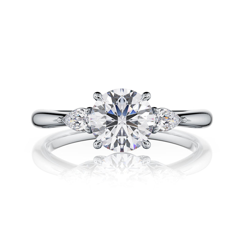 Mona Round Brilliant Three Stones Engagement Ring