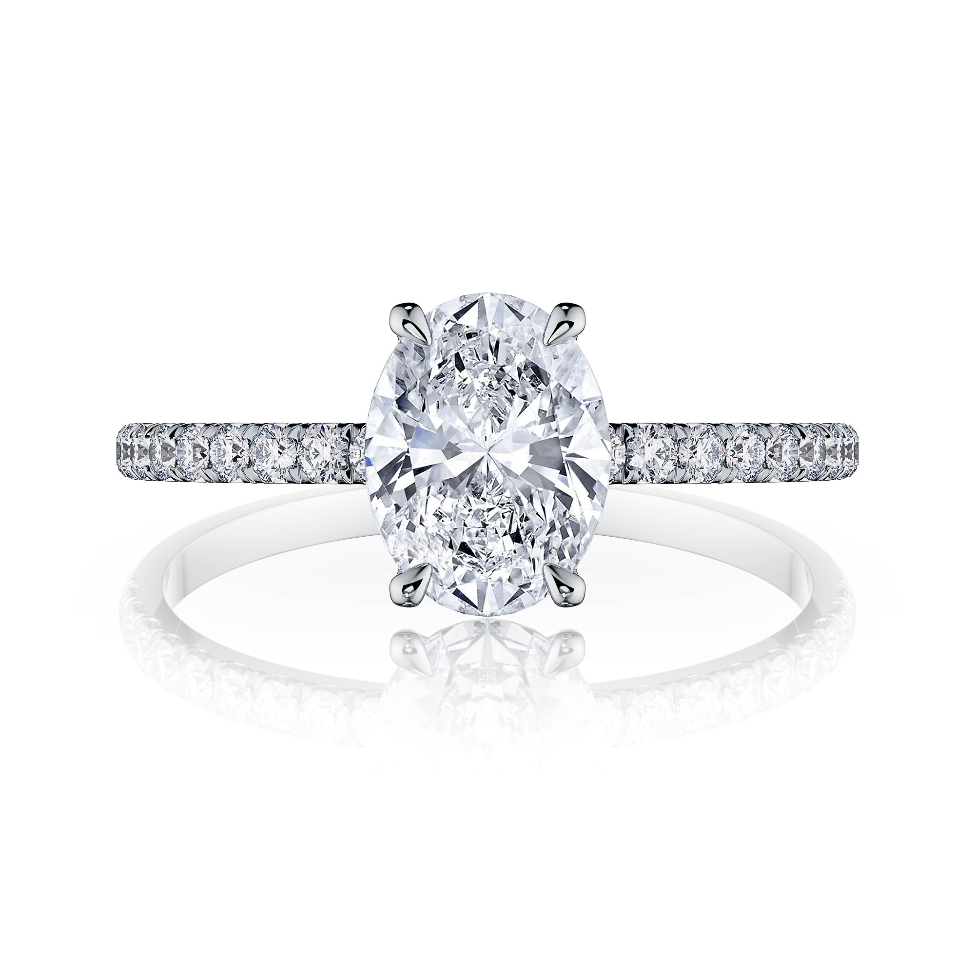 Estelle Oval Solitaire Engagement Ring with Pavé Band