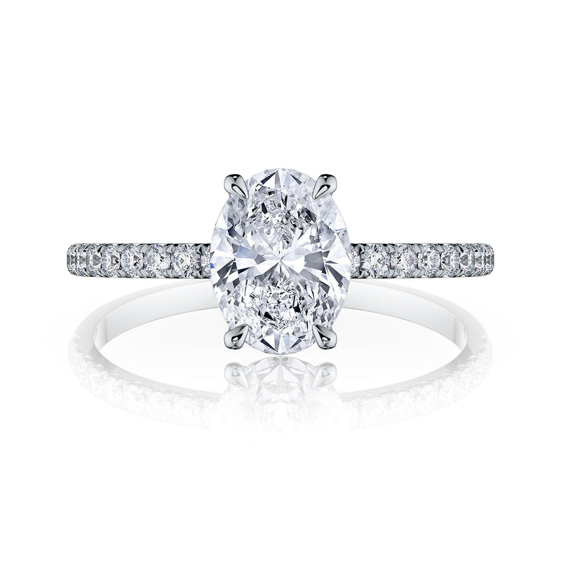 Estelle Oval Solitaire Engagement Ring with Pavé Band