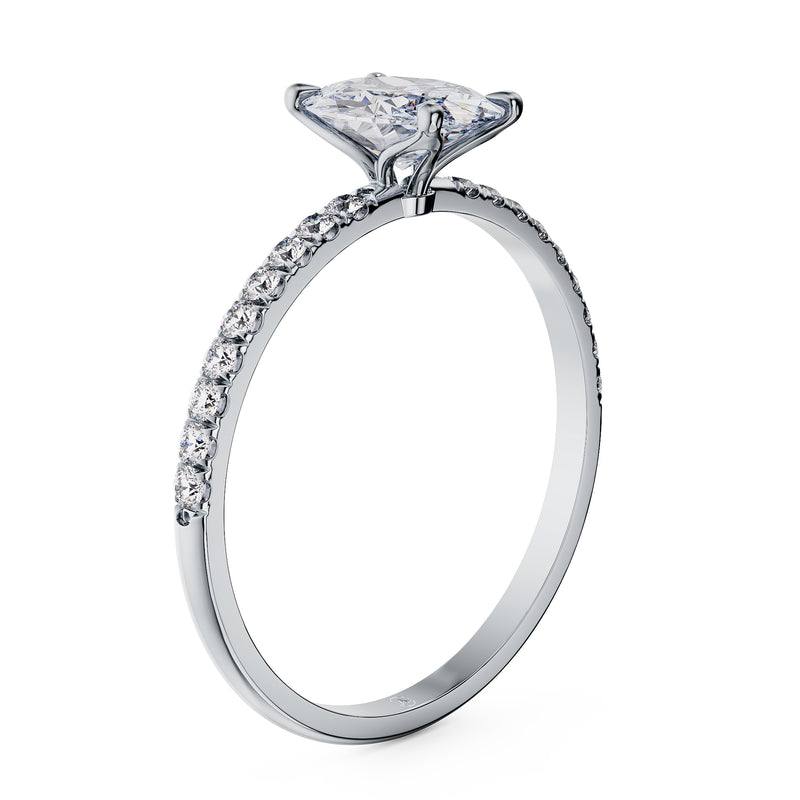 Estelle Oval Solitaire Engagement Ring with Pavé Band – Andromeda