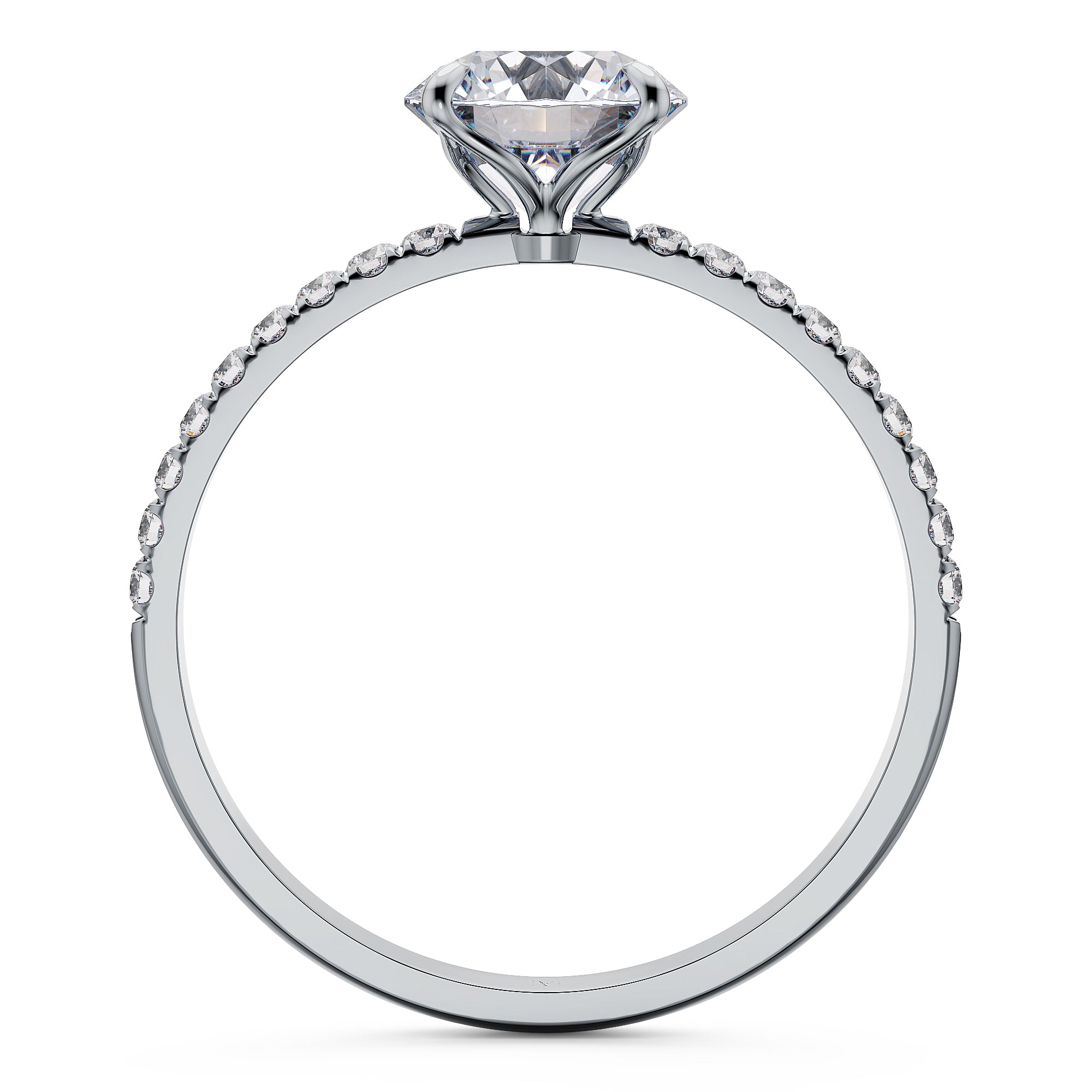 Estelle Round Brilliant Solitaire Engagement Ring with Pavé Band