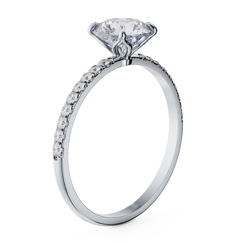 Estelle Round Brilliant Solitaire Engagement Ring with Pavé Band