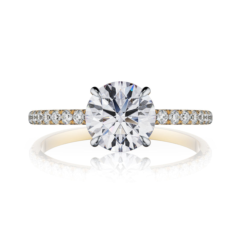 Estelle Round Brilliant Solitaire Engagement Ring with Pavé Band