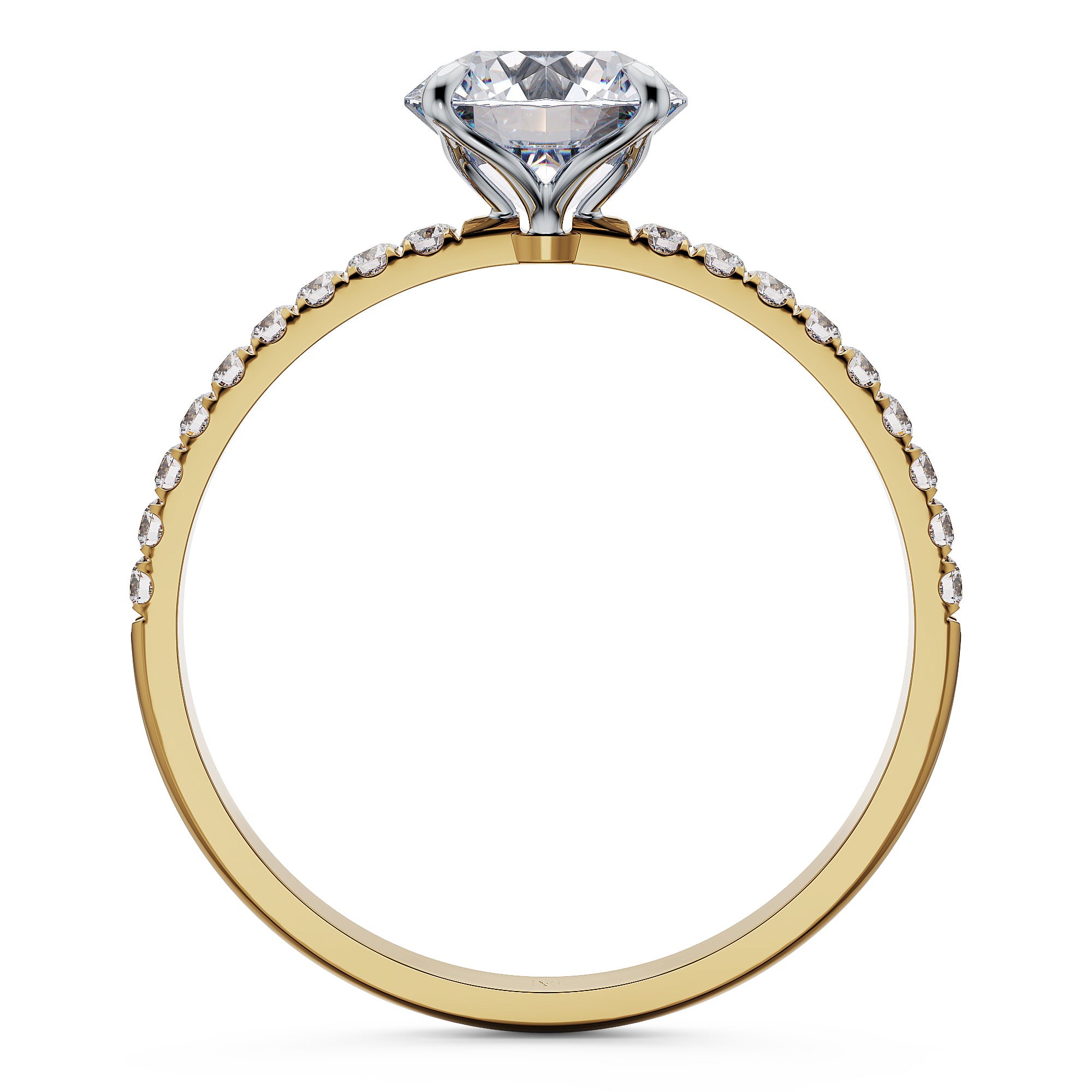 Estelle Round Brilliant Solitaire Engagement Ring with Pavé Band